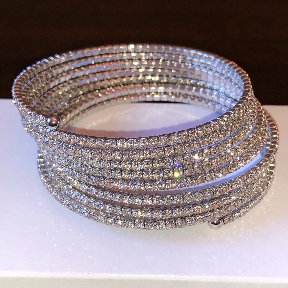 Swarovski Crystal Stainless Steel Wrap Bangle Bracelet